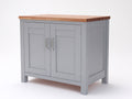Aparador 100 x 45 x 90 cm - gris claro y madera natural - 2 puertas con diseño clásico moderno
