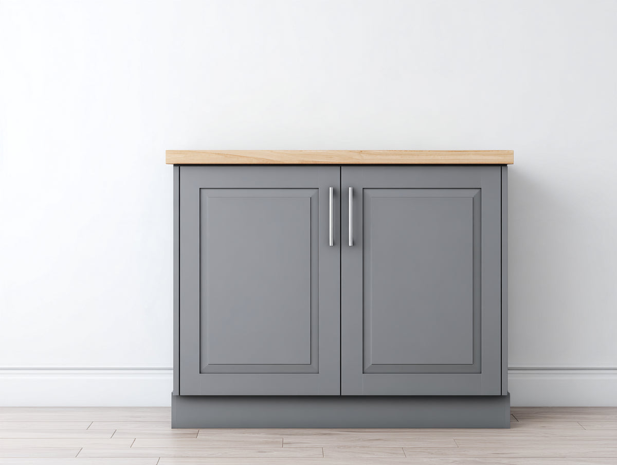 Aparador 100 x 45 x 90 cm - gris y madera natural - 2 puertas con diseño clásico moderno