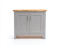 Aparador 110 x 40 x 90 cm - gris claro y madera - 2 puertas con tiradores metálicos - diseño moderno para salón y comedor
