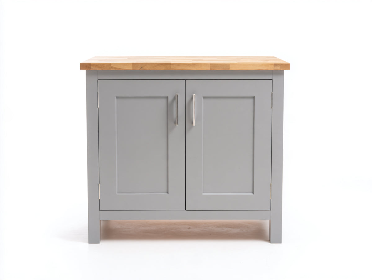 Aparador 110 x 40 x 90 cm - gris claro y madera - 2 puertas con tiradores metálicos - diseño moderno para salón y comedor