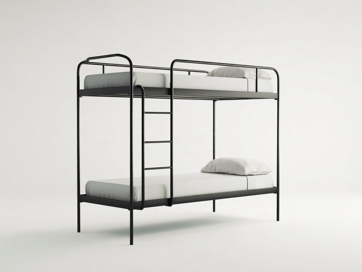 Litera 205 x 100 x 170 cm - metal negro - 2 niveles con escalera integrada - diseño compacto para dormitorio