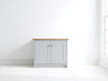 Aparador de madera 100 x 40 x 85 cm - gris claro-madera natural - salón - diseño moderno con 2 puertas