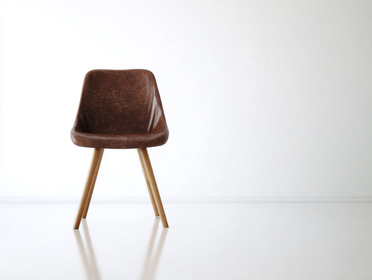 Silla de comedor tapizada de cuero sintético 50x55x82 cm - Marrón y madera natural - Diseño nórdico moderno