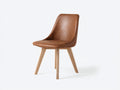 Silla de comedor 55 x 58 x 88 cm - marrón claro y madera - tapizado efecto piel con respaldo curvo - diseño moderno para comedor