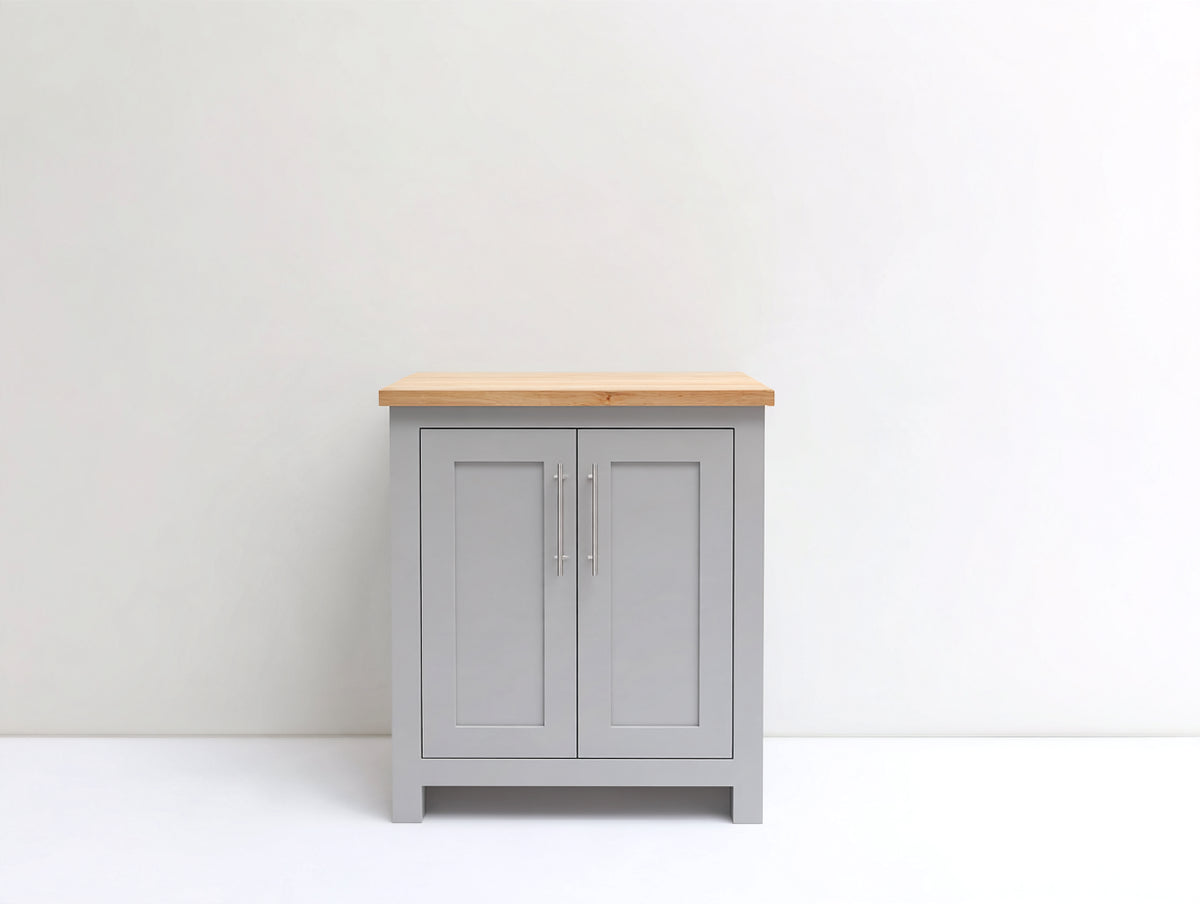 Aparador de madera de ingeniería 80 x 40 x 90 cm - gris y madera natural - 2 puertas diseño moderno