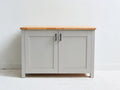 Aparador de madera de ingeniería 120 x 45 x 90 cm - gris claro y madera natural - 2 puertas diseño moderno