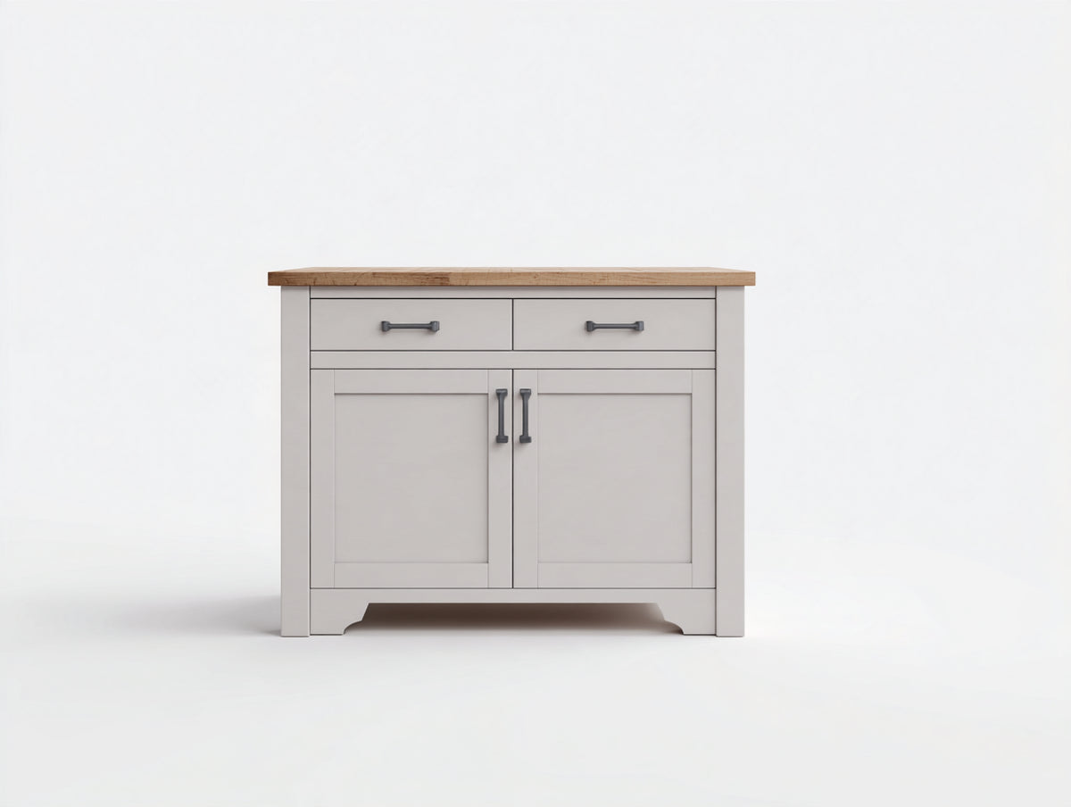 Aparador con 2 puertas y 2 cajones de madera de ingeniería 100x45x90 cm - Gris madera natural y negro - Diseño clásico moderno