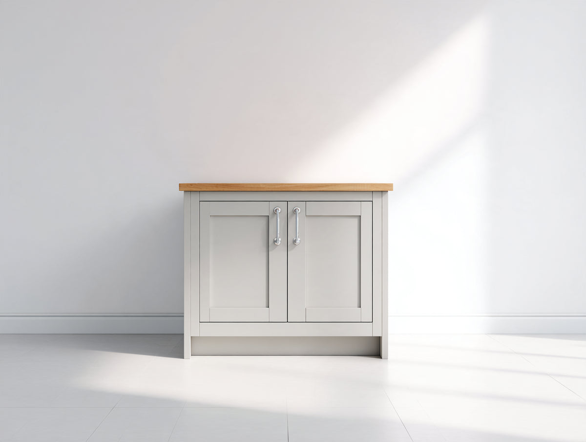 Aparador de 2 puertas de madera de ingeniería 90x40x85 cm - Blanco madera natural y plateado - Diseño moderno
