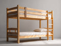 Litera de madera maciza 210x105x170 cm - Madera natural - Diseño nórdico con escalera integrada
