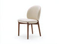 Silla de comedor tapizada de cuero sintético 50x55x84 cm - Crema y madera natural - Diseño nórdico moderno