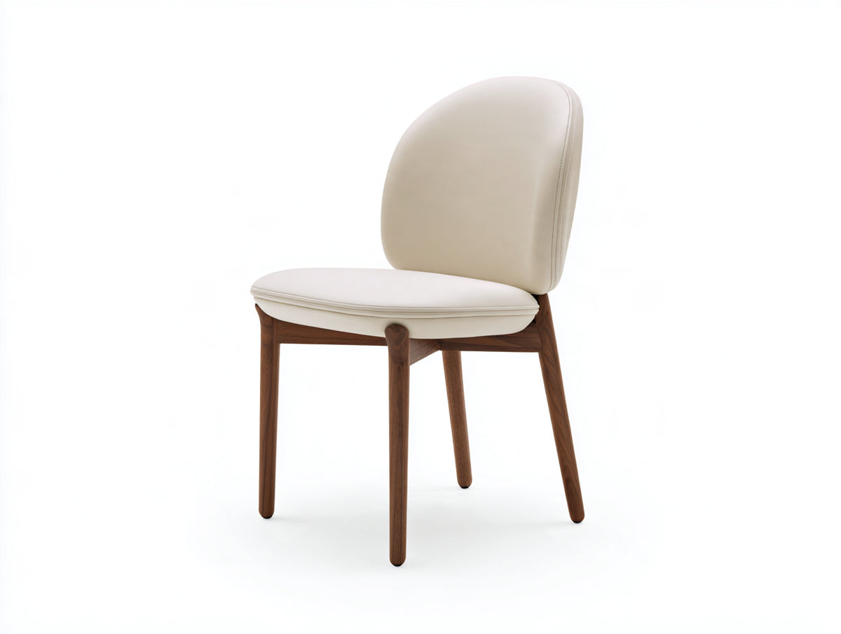 Silla de comedor tapizada de cuero sintético 50x55x84 cm - Crema y madera natural - Diseño nórdico moderno