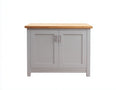 Aparador 100 x 45 x 90 cm - gris claro y madera natural - 2 puertas con diseño clásico moderno