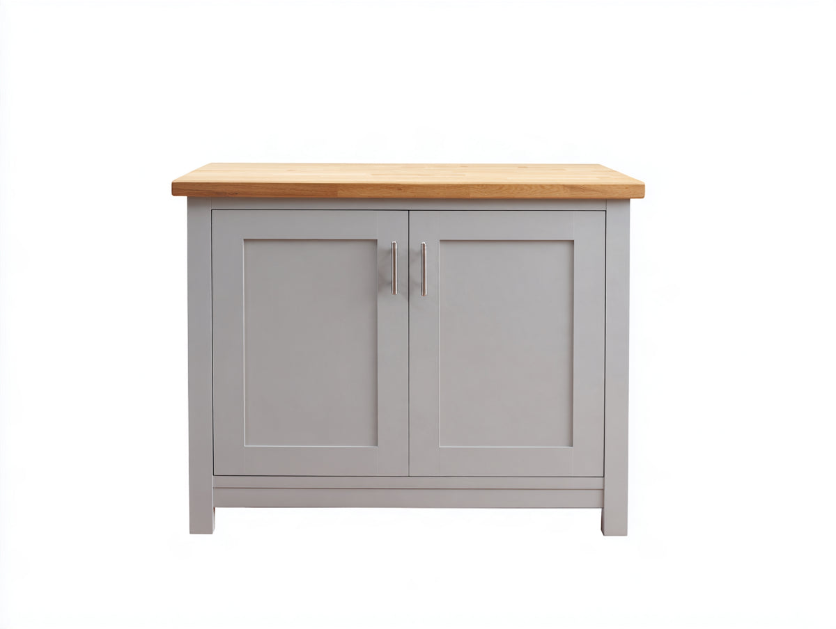 Aparador 100 x 45 x 90 cm - gris claro y madera natural - 2 puertas con diseño clásico moderno