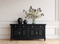 Mueble recibidor 180 x 45 x 90 cm - negro - 4 puertas y 4 cajones estilo clásico