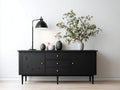 Mueble recibidor 170 x 45 x 85 cm - negro - 2 puertas y 3 cajones con diseño moderno