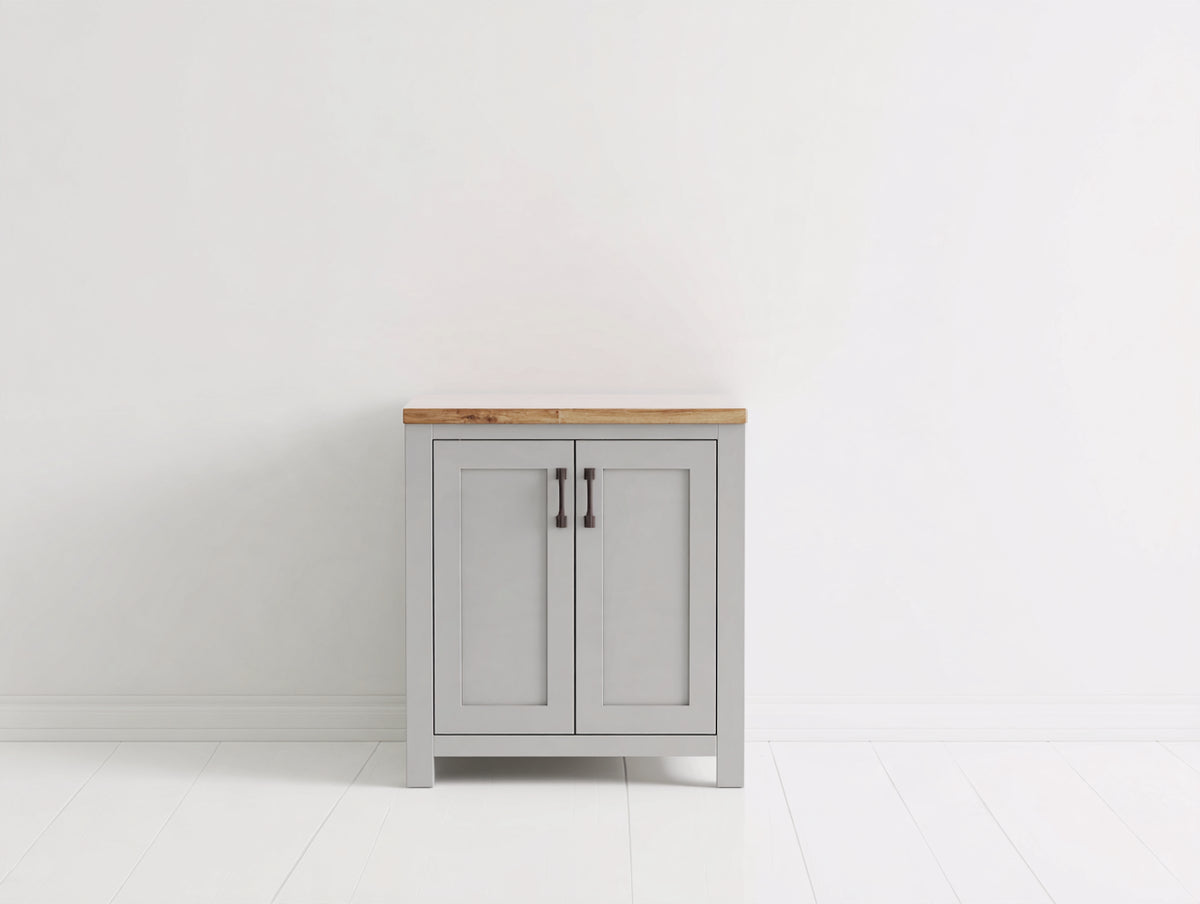 Aparador de madera 80 x 40 x 90 cm - gris claro-madera natural - salón - diseño moderno con 2 puertas