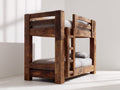 Litera de madera maciza 210x105x170 cm - Marrón - Diseño rústico con escalera integrada